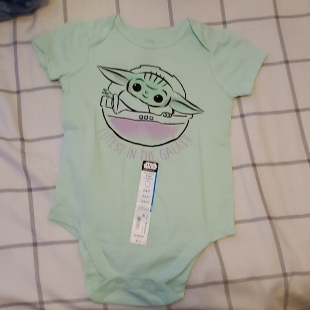 Green baby Yoda onsie